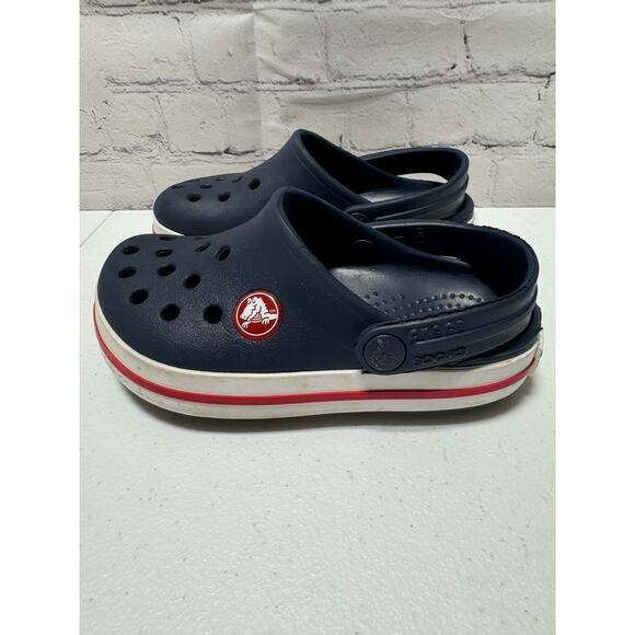 Crocs Crocband Clogs Kid Navy Red Rubber Slip-On Lightweight Casual - C8 - Picture 1 of 9